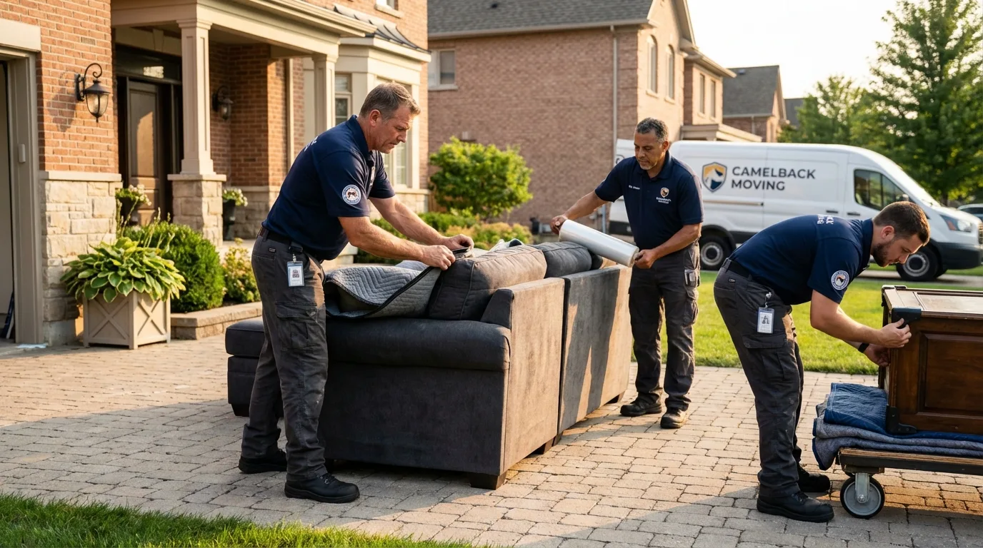 Large estate moving crew wrapping furniture in Port Henry, NY