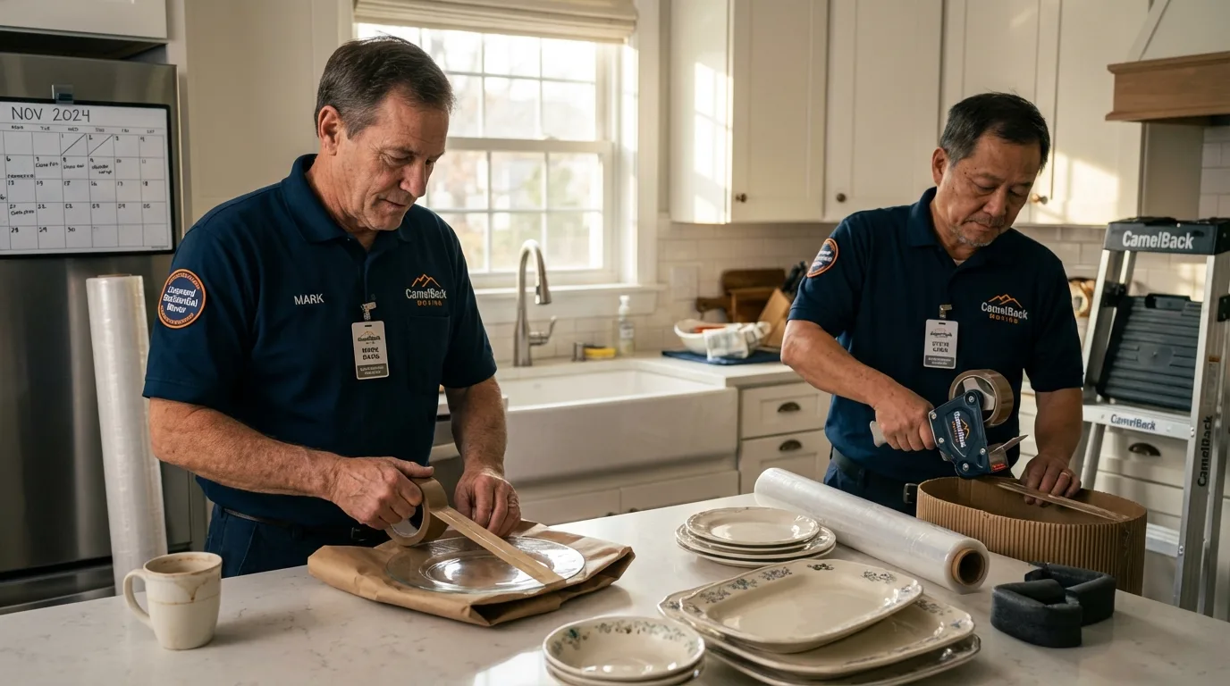 Professional crew packing kitchen dishware in Port Henry, NY